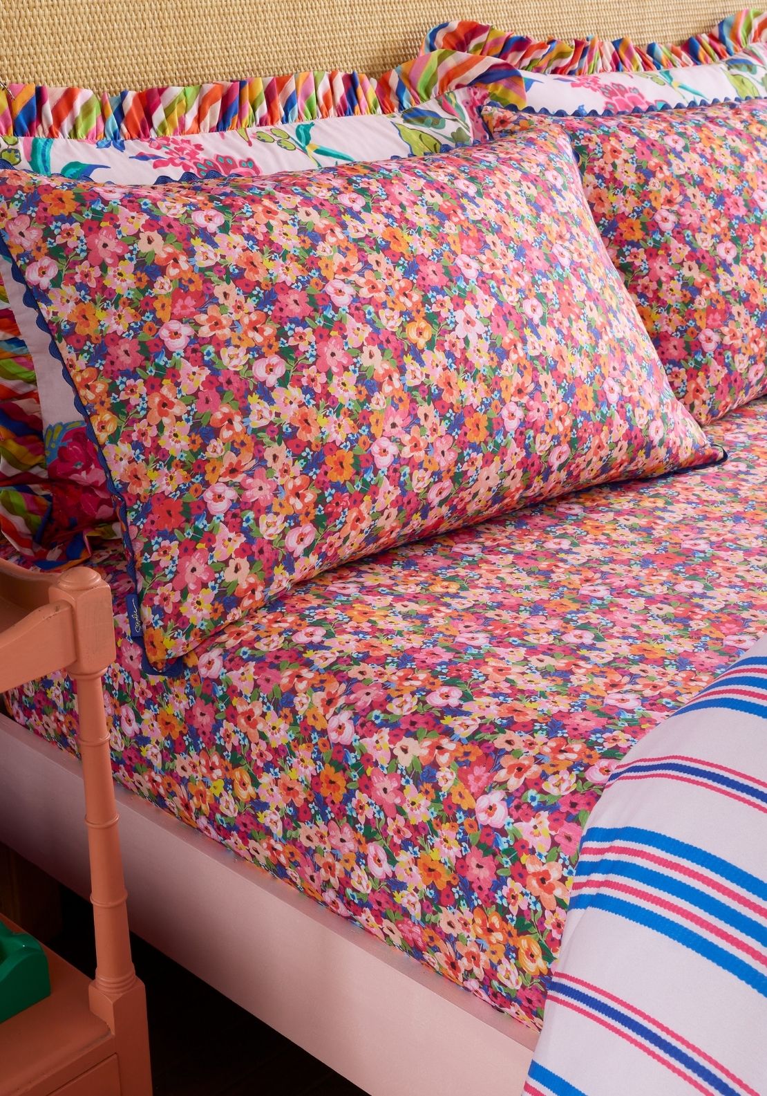 Sophie Robinson Darling Ditsy 100% Cotton Fitted Sheet 40cm Depth - Multi 1 Shaws Department Stores