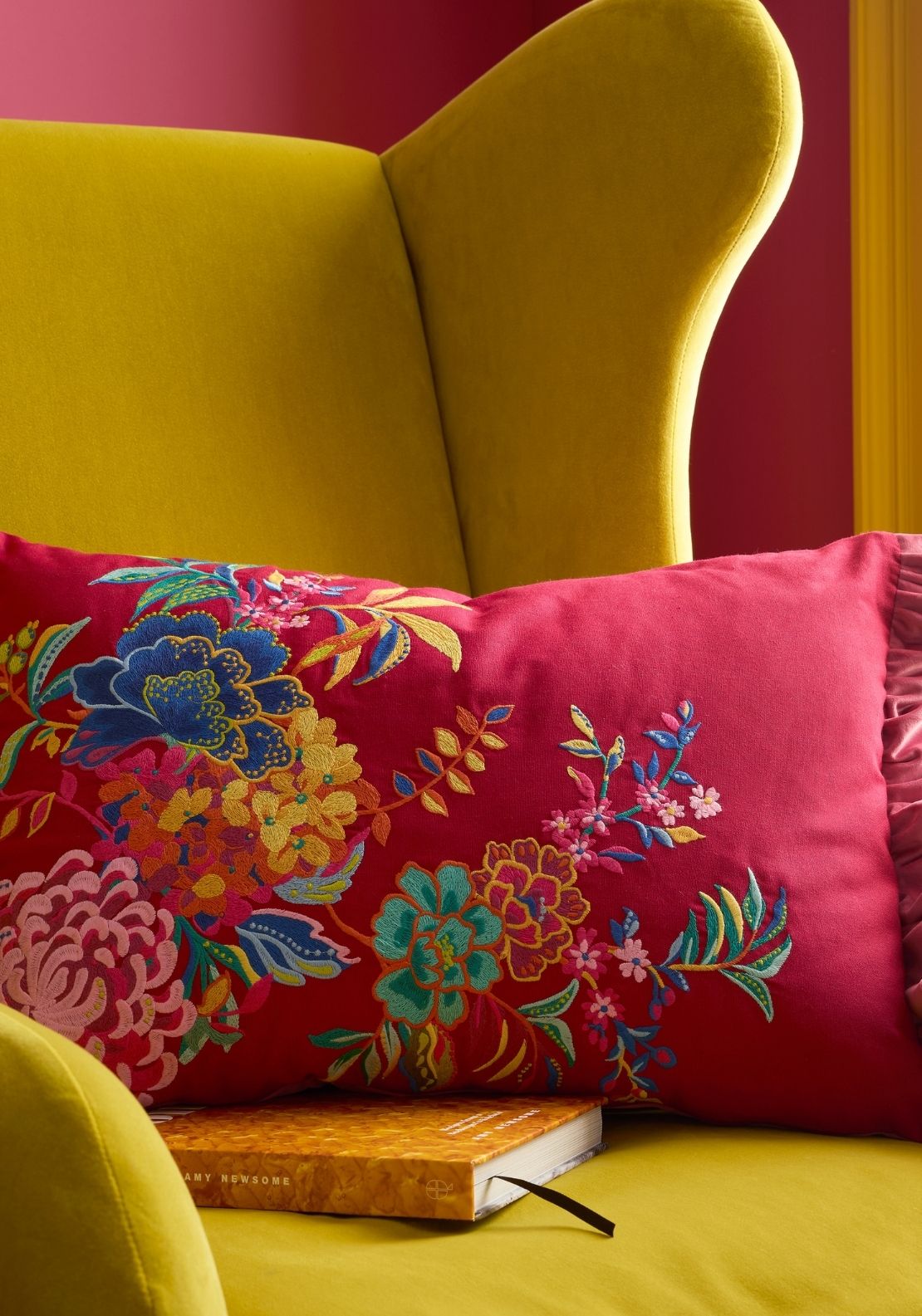 Sophie Robinson Flourish Floral Feather Filled Cushion - Multi 1 Shaws Department Stores