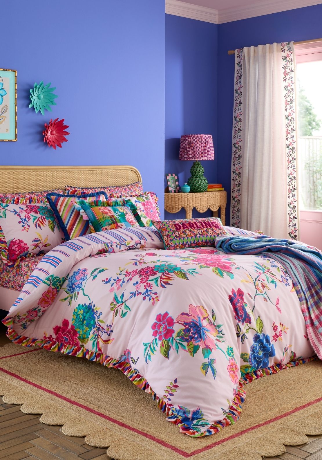 Sophie Robinson Flourish Floral 100% Cotton Reversible Duvet Cover Set - Multi 1 Shaws Department Stores
