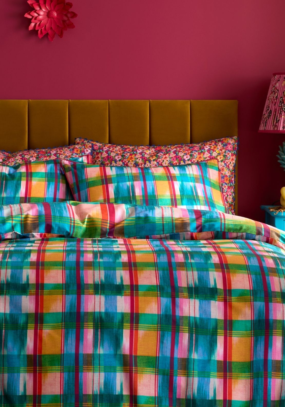 Sophie Robinson Wanderweave Ikat Check 100% Cotton Reversible Duvet Cover Set - Multi 2 Shaws Department Stores