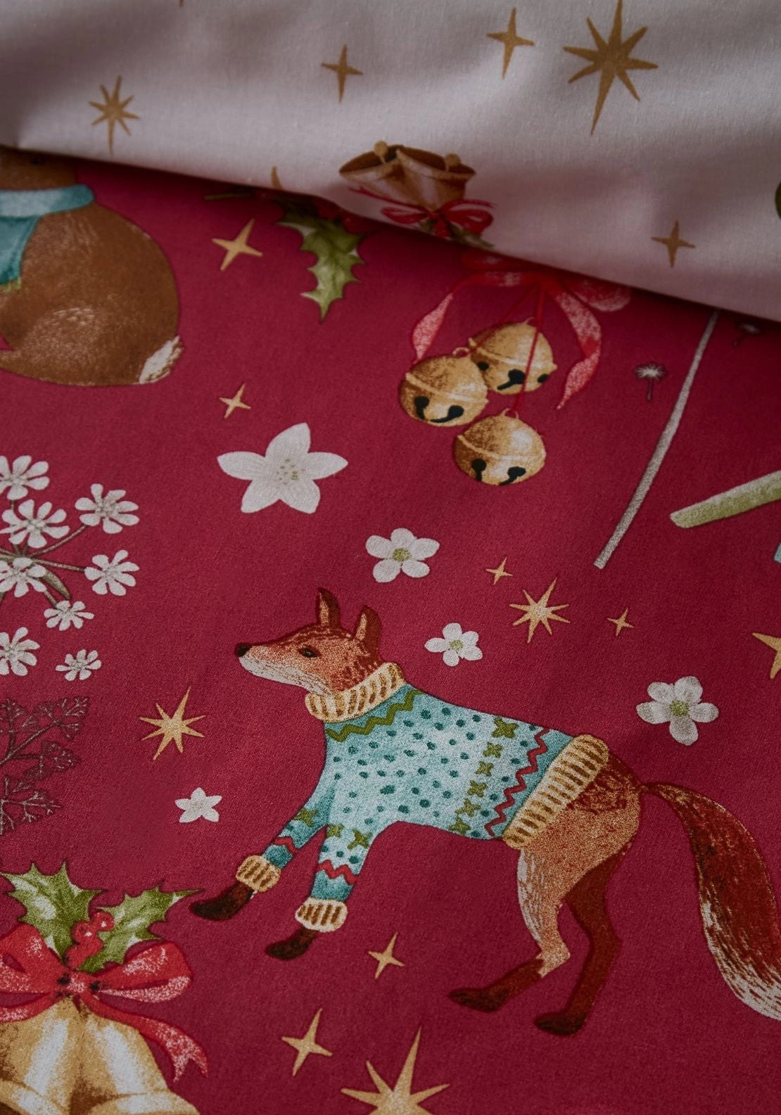 Catherine Lansfield Christmas Enchanted Twilight Reversible Duvet Cover Set - Red 4 Shaws Department Stores