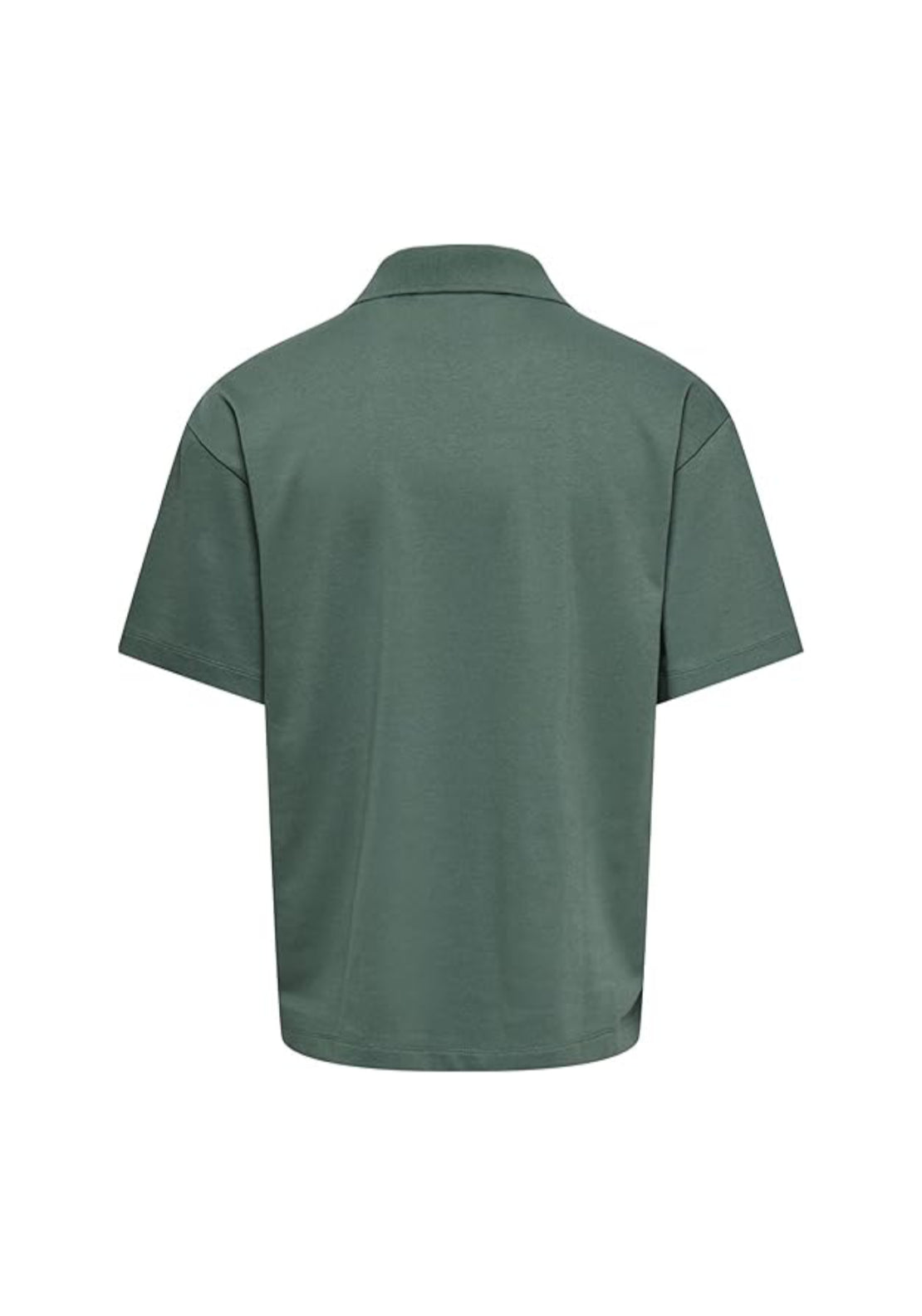 Only &amp; Sons Caspian Boxy Split Polo Tee - Silver Pine 2 Shaws Department Stores