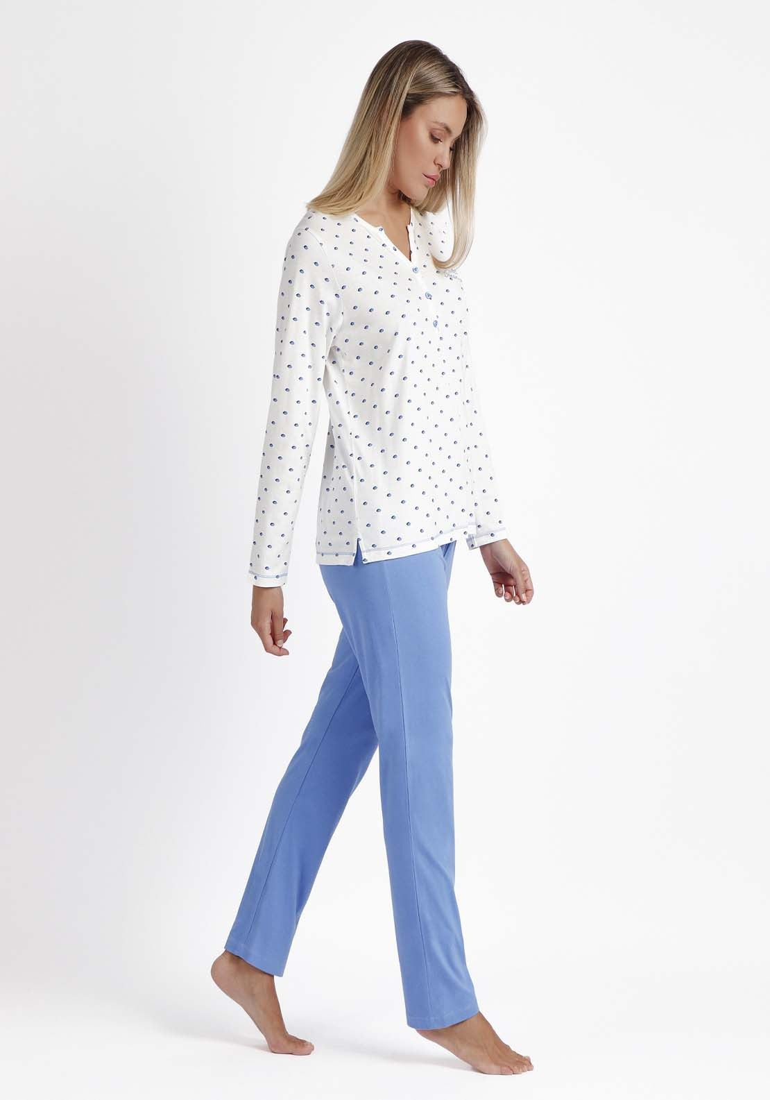 Adams Sweet Dreams Long Sleeve Pajamas for Women - Blue 3 Shaws Department Stores