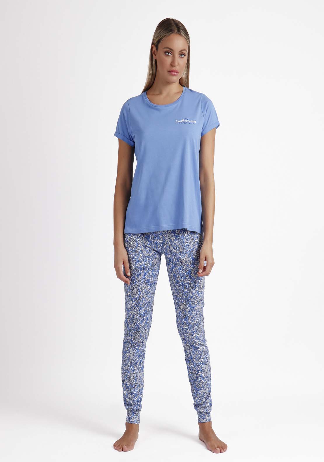 Adams Love Cashmere Short Sleeve Pajamas - Blue 3 Shaws Department Stores