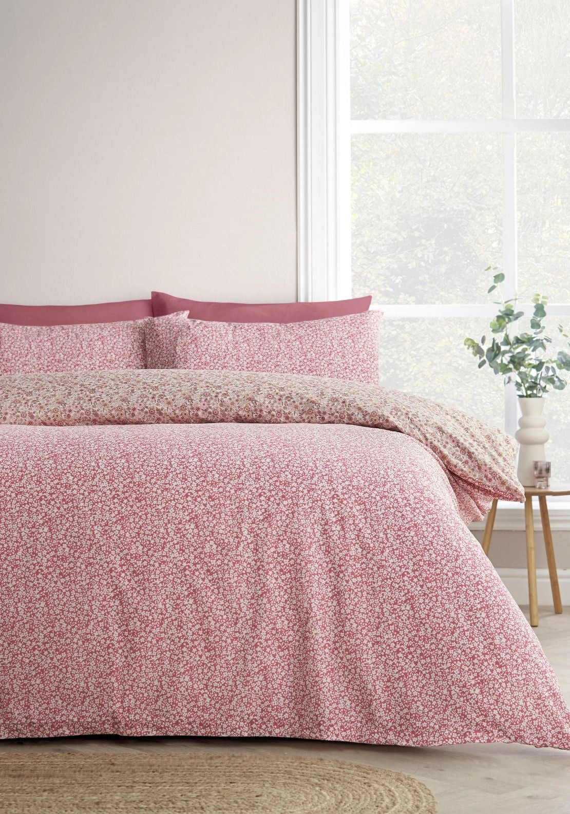 Ditsy Floral Reversible Duvet Cover Set - Pink