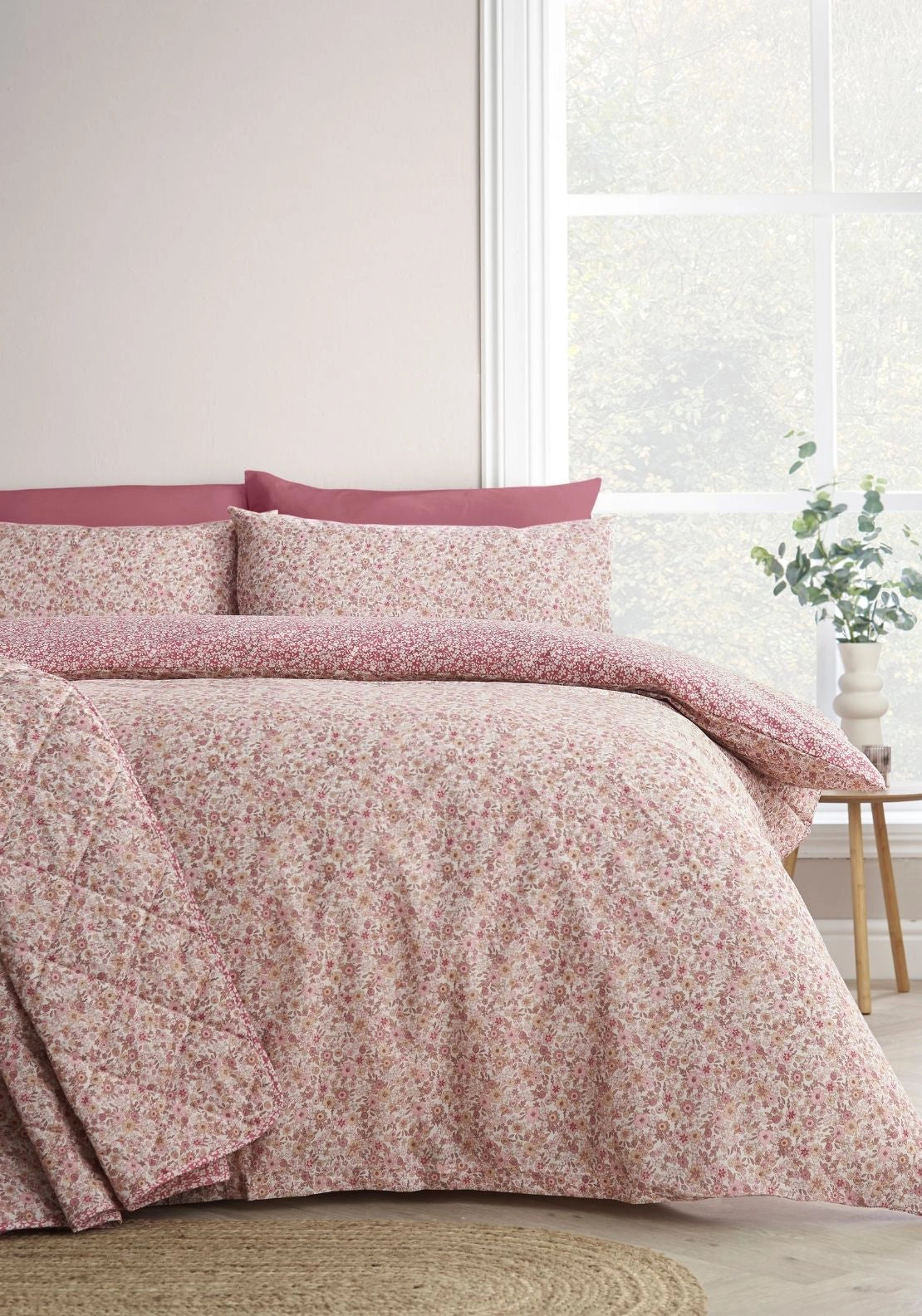 Ditsy Floral Reversible Duvet Cover Set - Pink