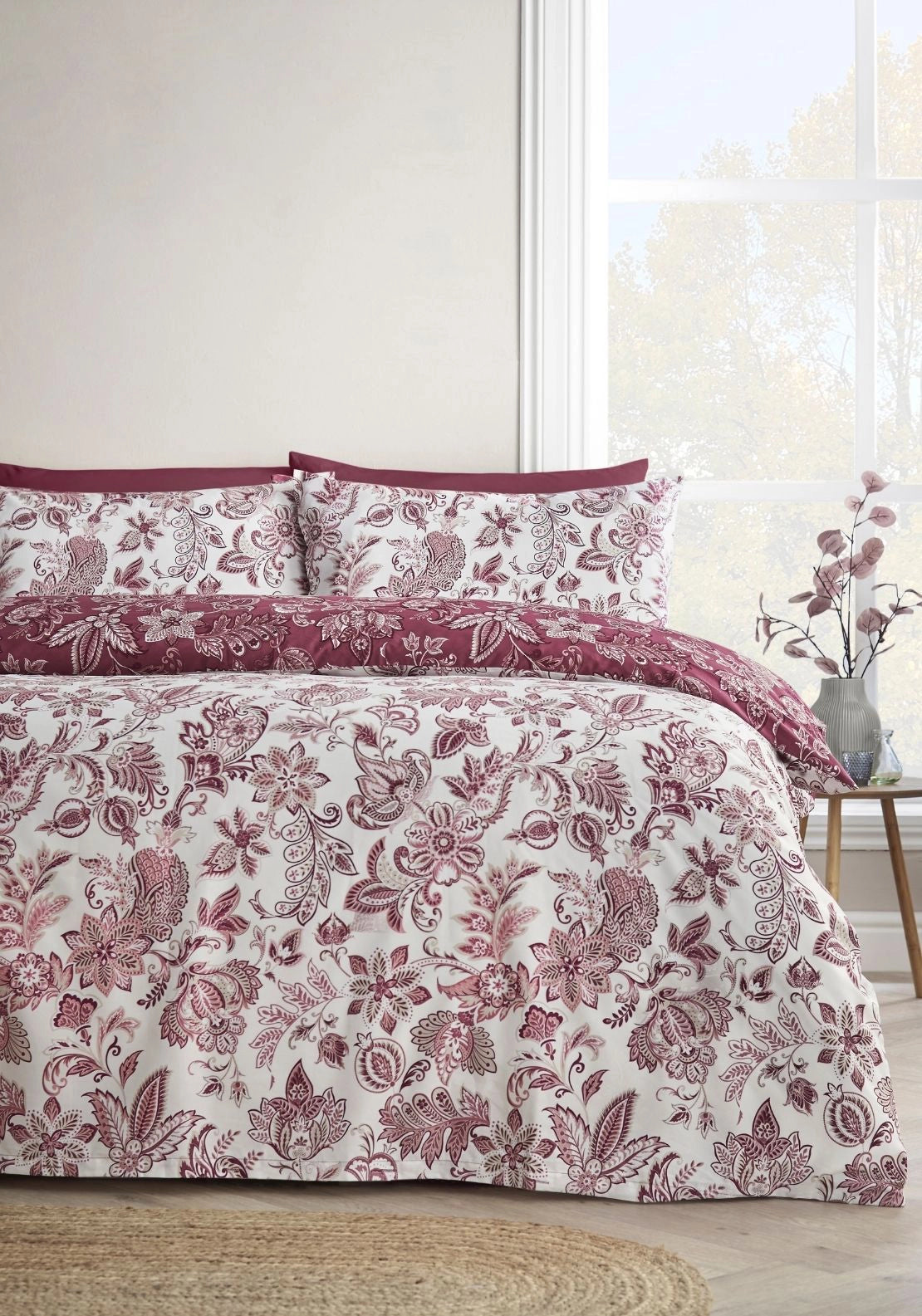 Jacobean 300 Thread Count Reversible Duvet Cover Set - Purple