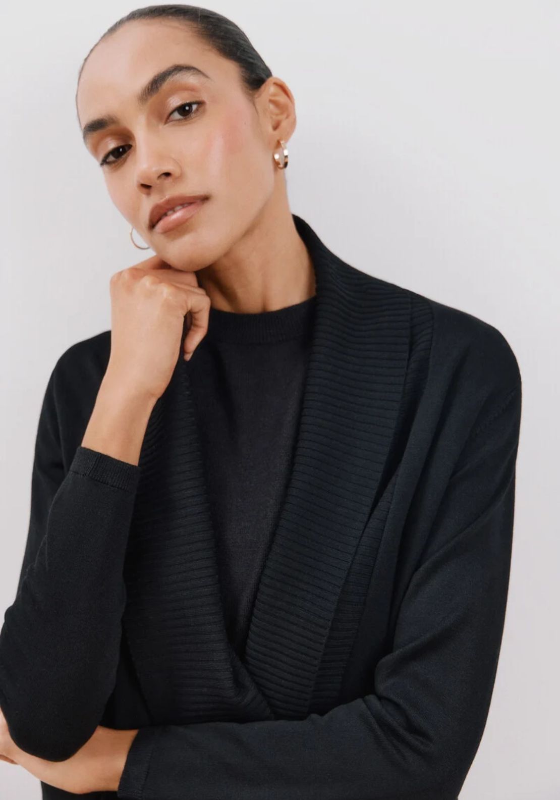 Cortefiel Long Sleeve Open Cardigan - Black 3 Shaws Department Stores