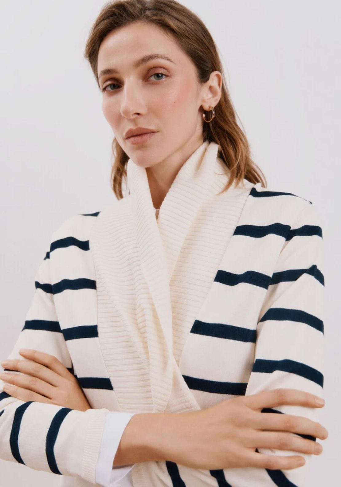 Cortefiel Long Sleeve Open Cardigan - White Print 3 Shaws Department Stores