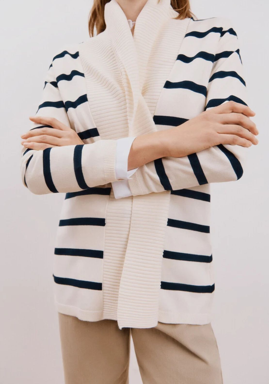 Cortefiel Long Sleeve Open Cardigan - White Print 4 Shaws Department Stores