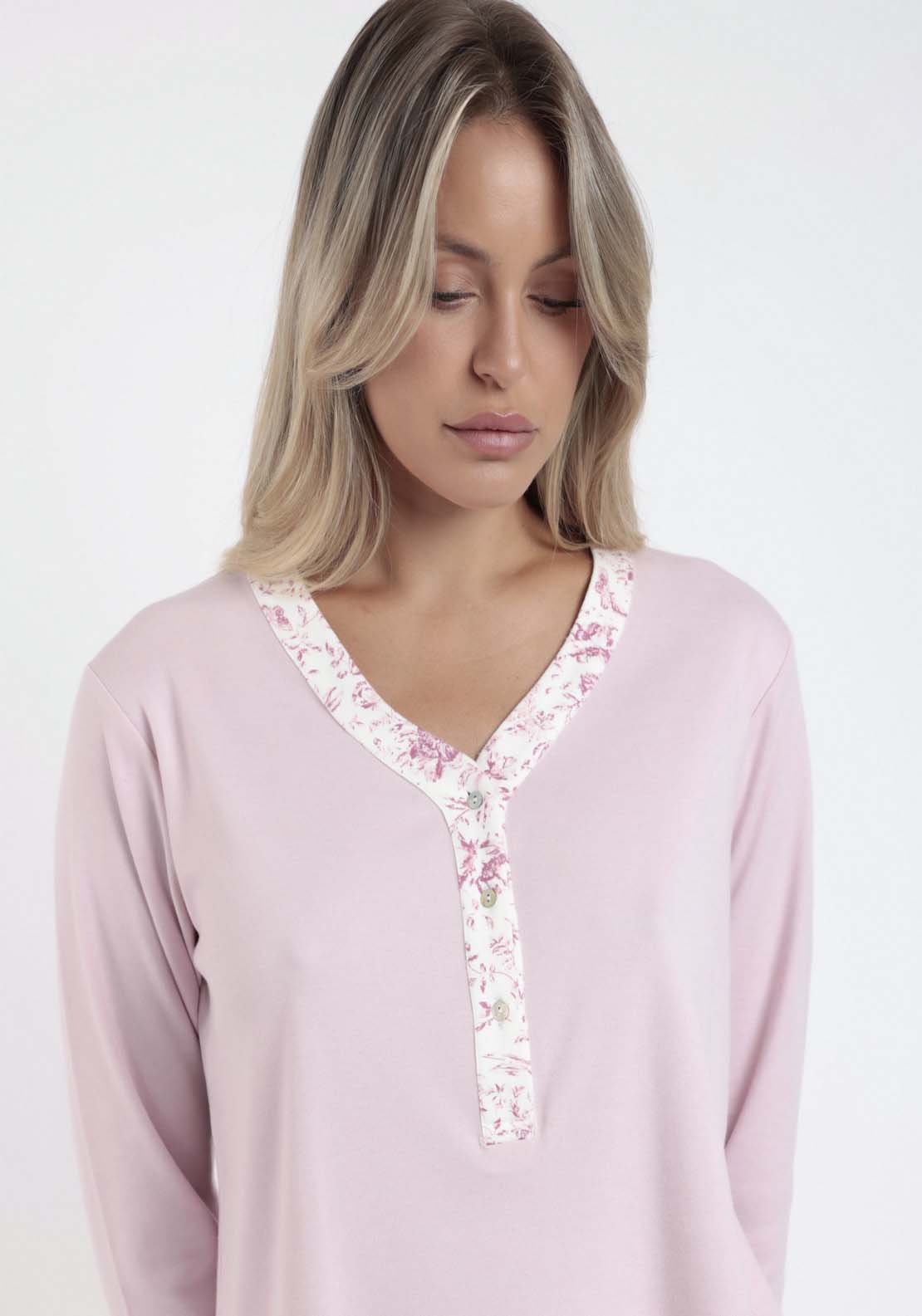 Admas Floral Pj Placket Trim - Rose 4 Shaws Department Stores