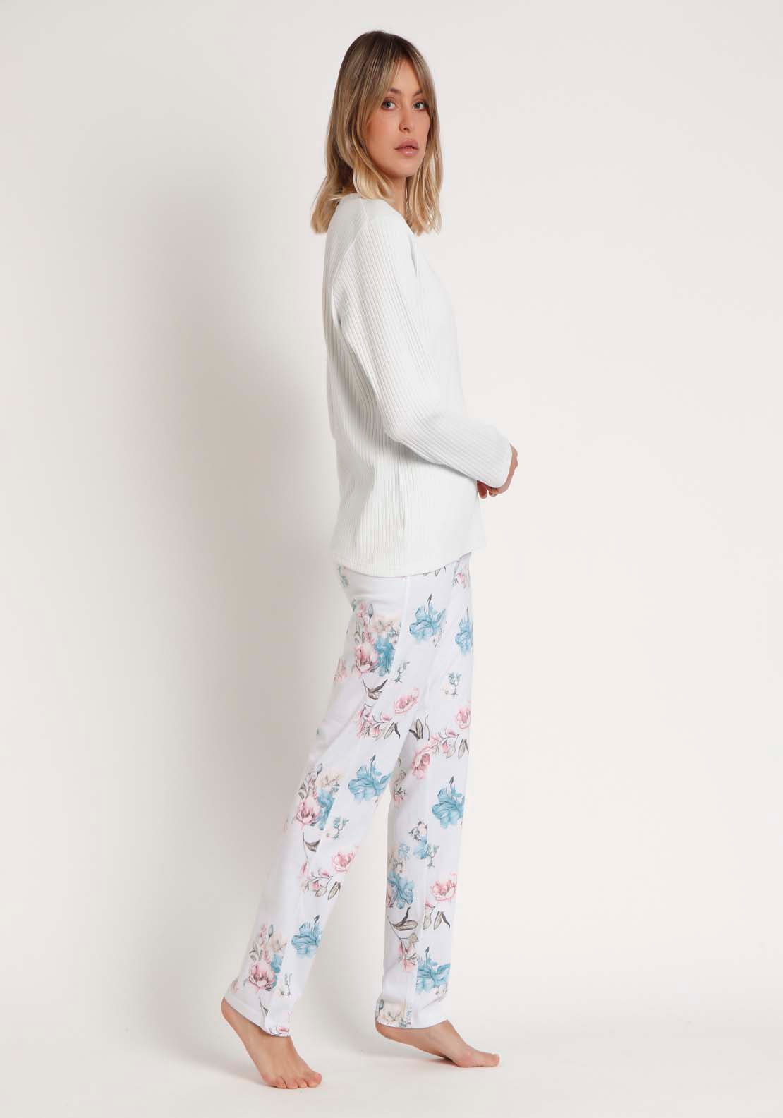 Admas Plain Top Pj Set - Blue 3 Shaws Department Stores