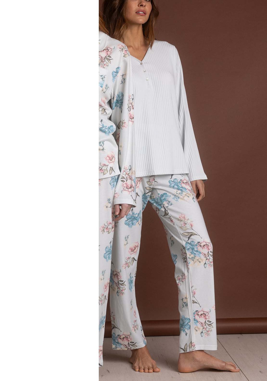 Admas Plain Top Pj Set - Blue 1 Shaws Department Stores