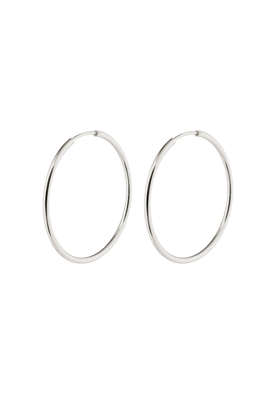 Sanne Silver Plated Medium Hoop Earrings - Silver
