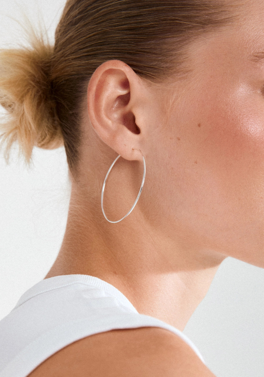 Sanne Silver Plated Large Hoop Earrings - Silver