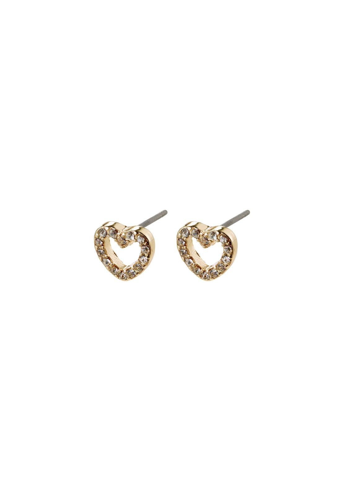 Edie Gold Plated Crystal Heart Earrings - Gold Plated