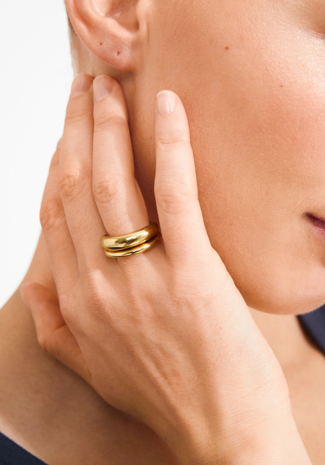 Kaisyn Gold Plated 2 In 1 Ring Set - Gold