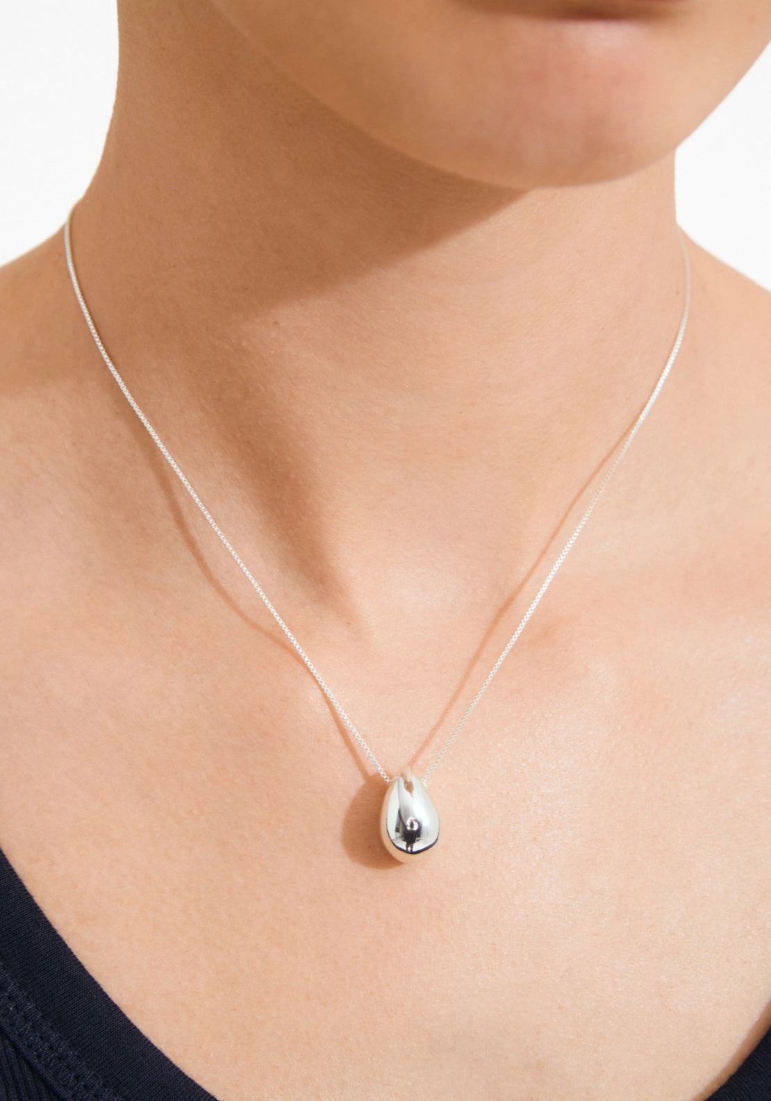 Kaisyn Silver Plated Drop Pendant Necklace - Silver