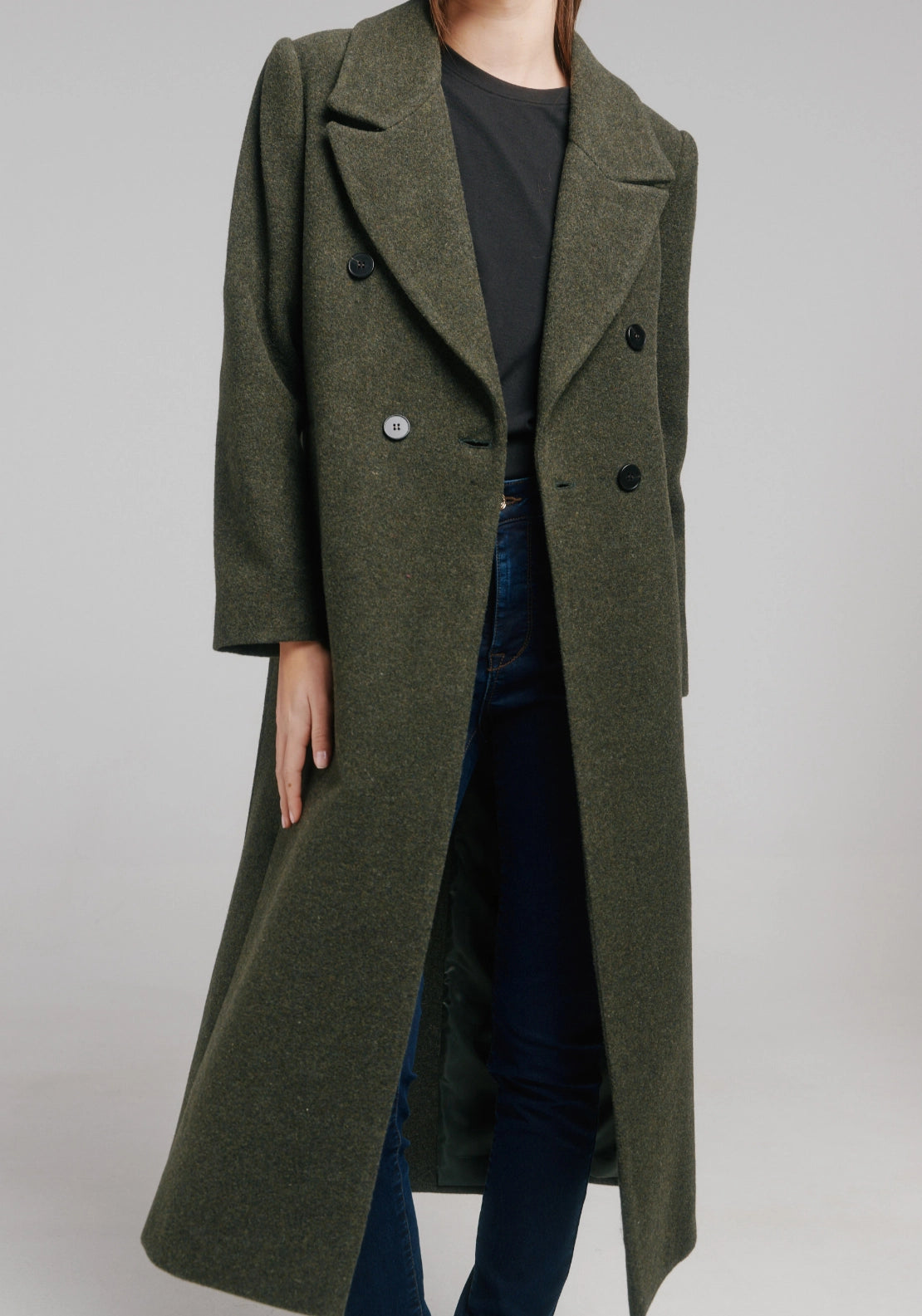 Italian Fabric Long Coat - Bottle