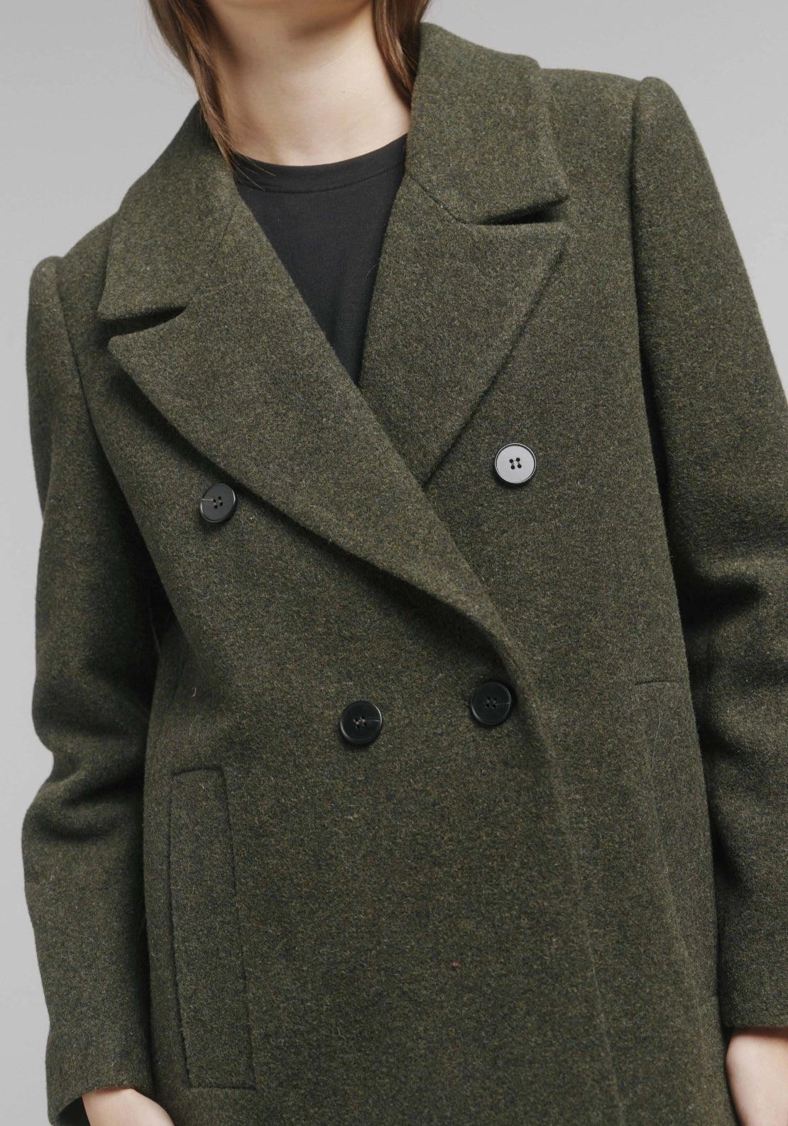 Italian Fabric Long Coat - Bottle