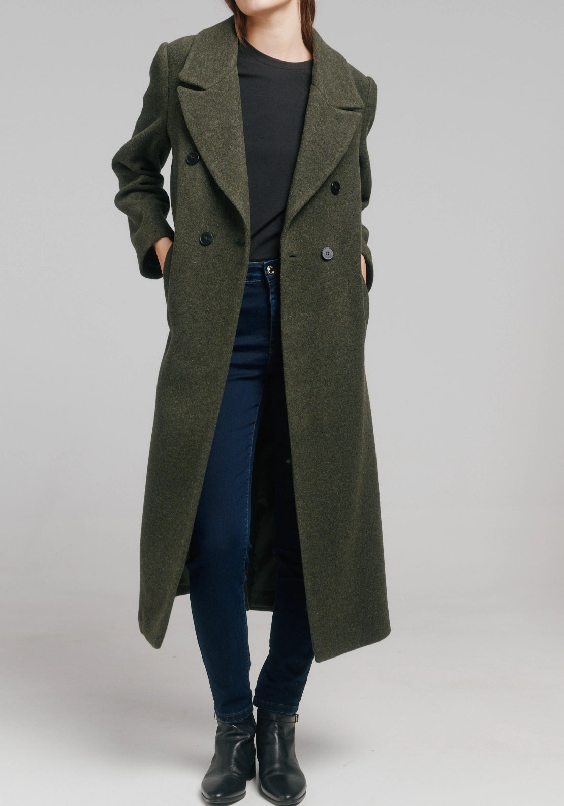 Italian Fabric Long Coat - Bottle