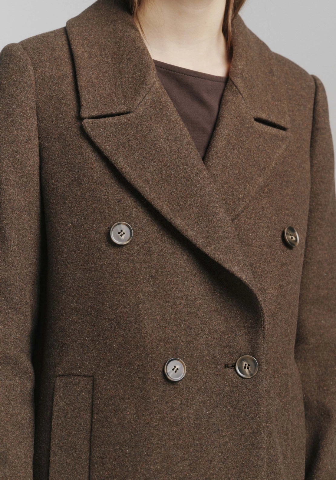 Italian Fabric Long Coat - Dark Brown
