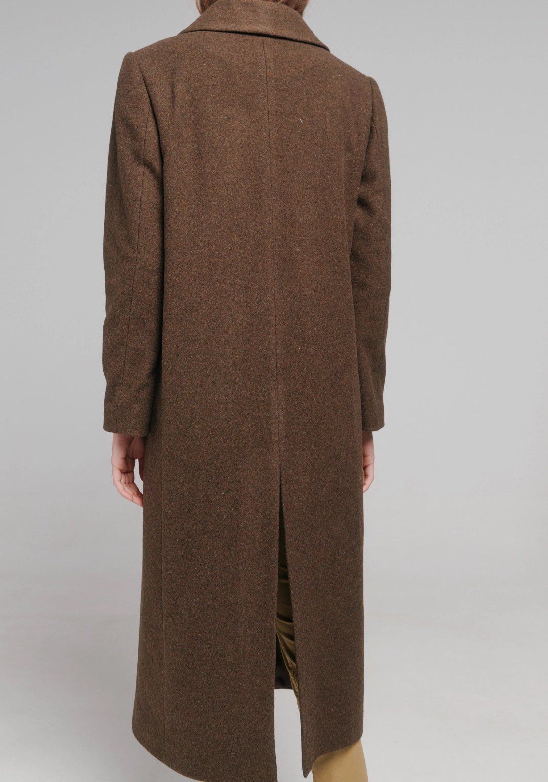 Italian Fabric Long Coat - Dark Brown