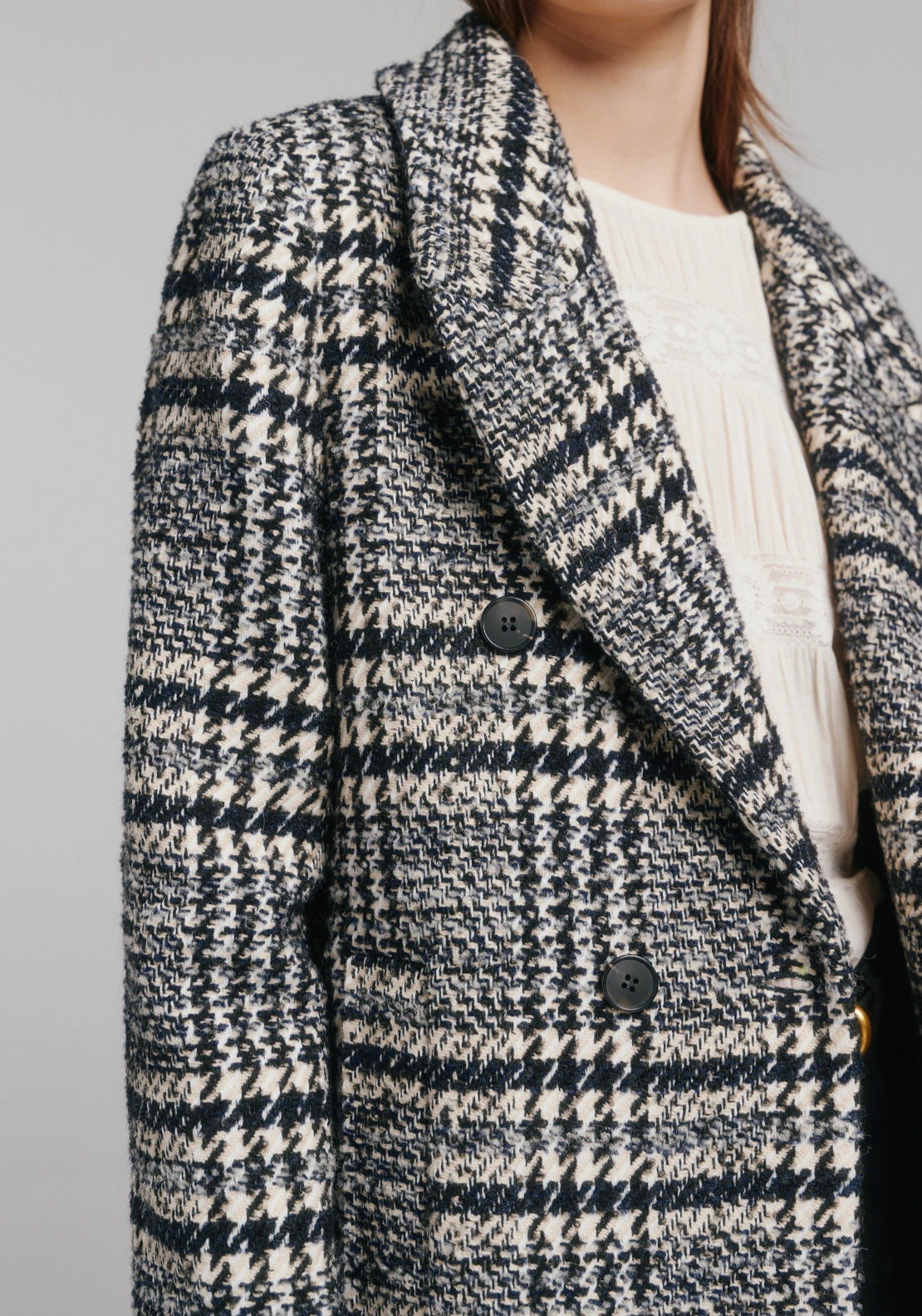 Plaid Long Coat - Green Print