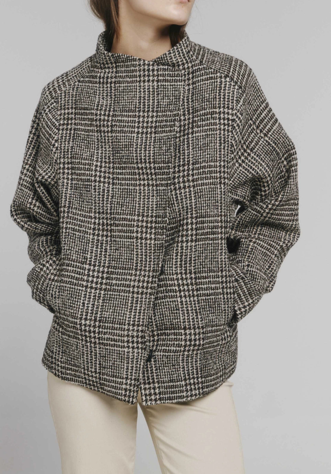 Funnel Neck Jacket - Brown