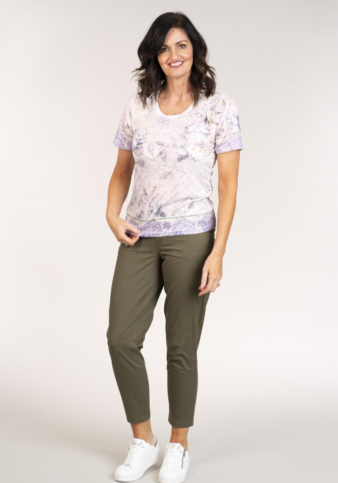 Tea Lane Relaxed Chino Trouser - Green 1 Shaws Department Stores