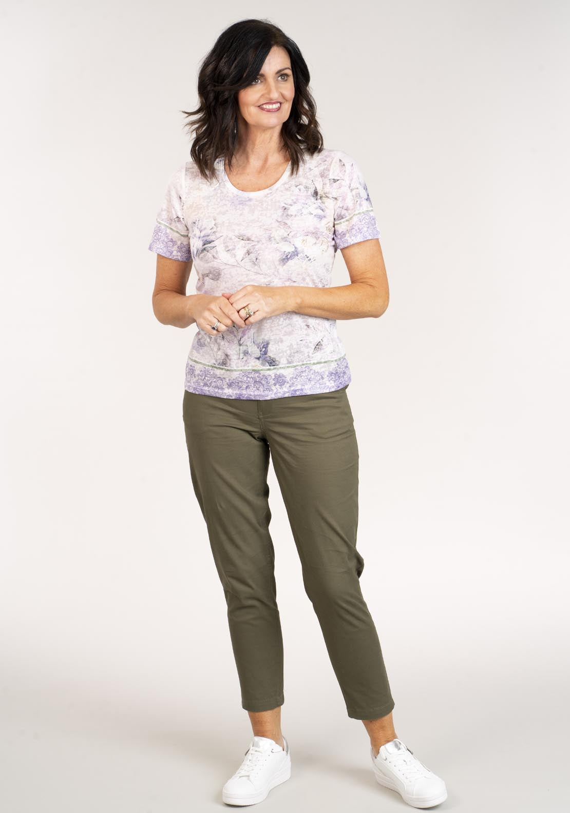 Tea Lane Relaxed Chino Trouser - Green 4 Shaws Department Stores