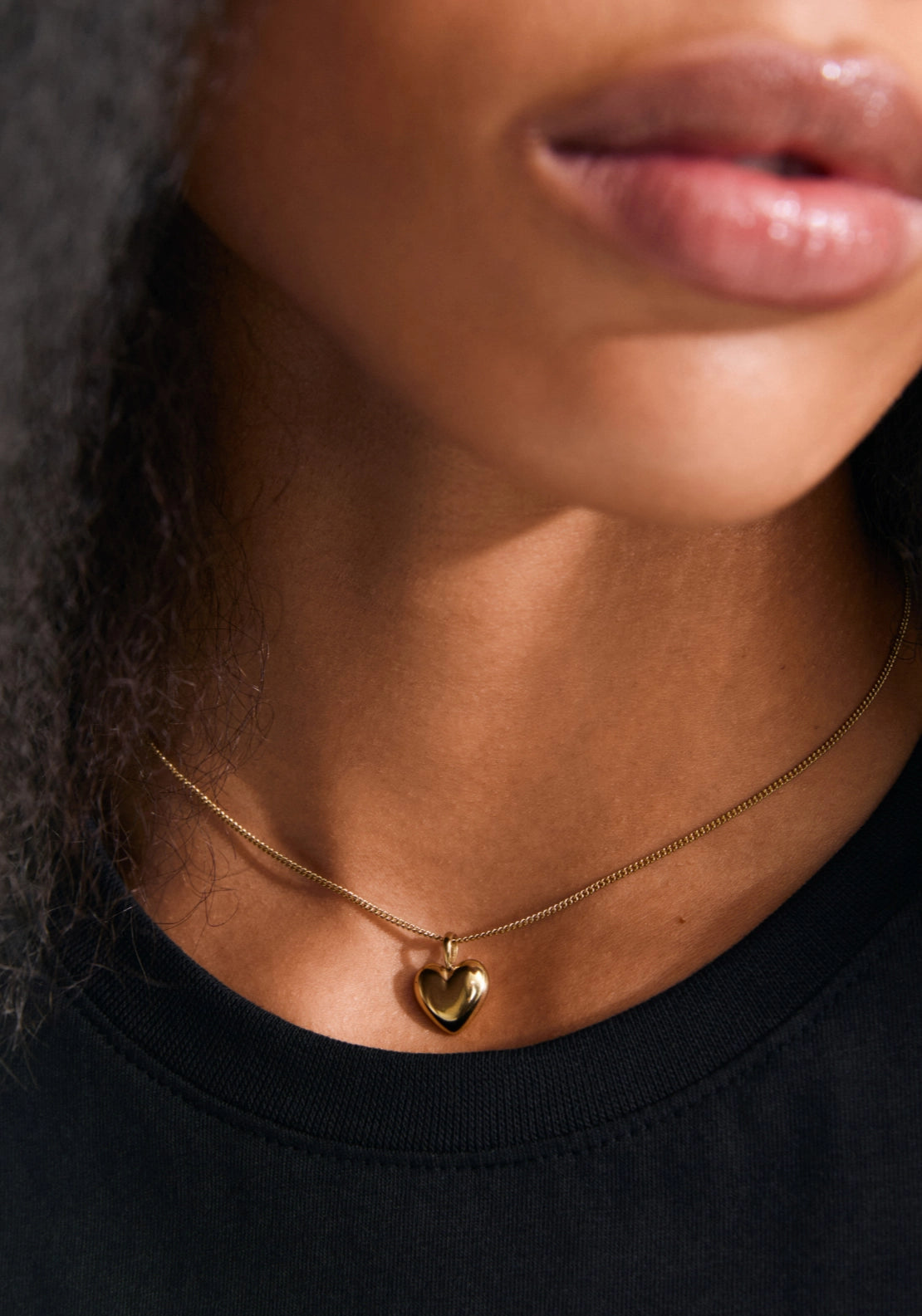 Revan Gold Plated Heart Pendant Necklace - Gold