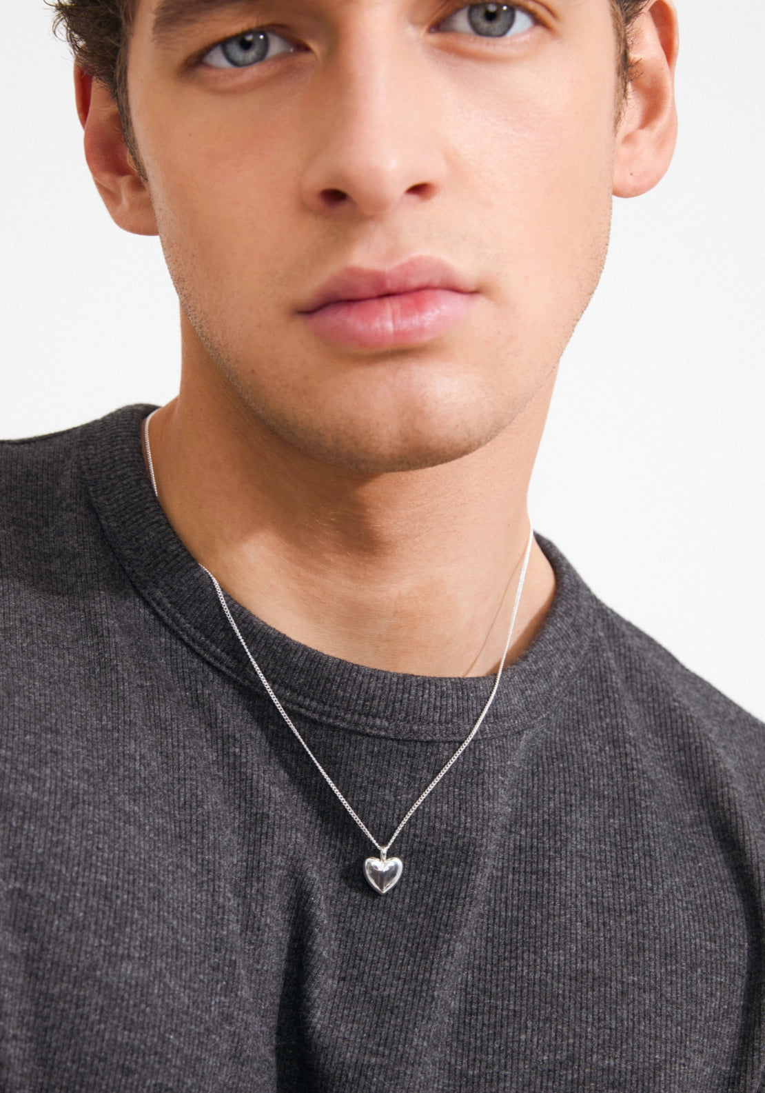 Revan Silver Plated Heart Pendant Necklace - Silver
