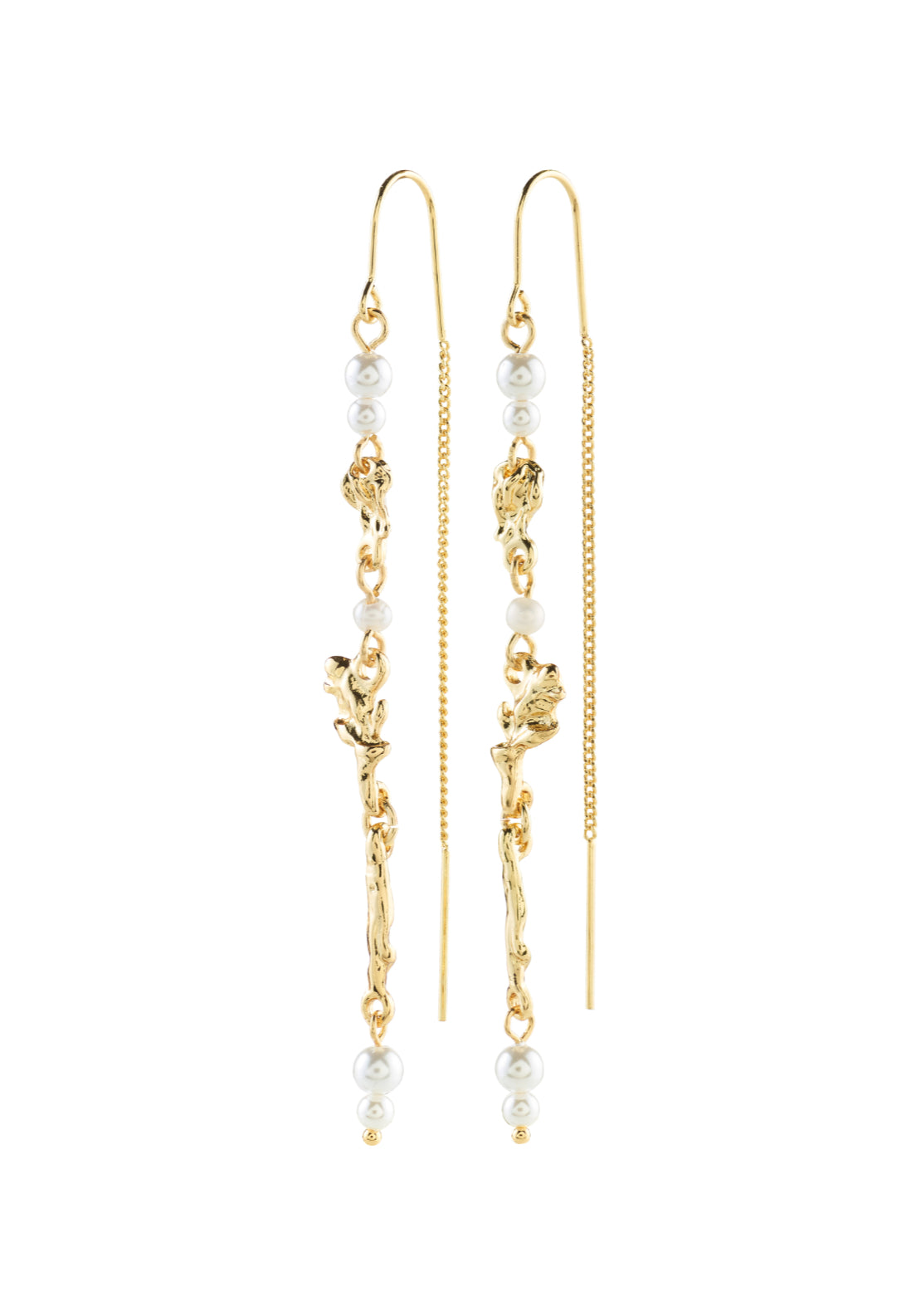 Sloan Gold Plated Pearl Chain Earrings - Gold