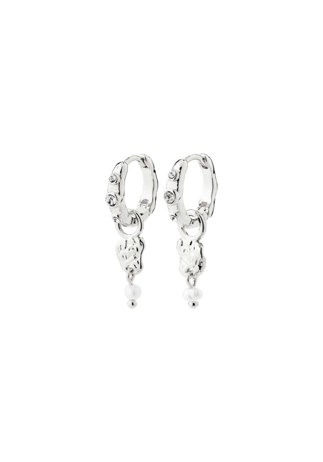 Sloan Silver Plated Pearl &amp; Crystal Hoop Earrings - Silver