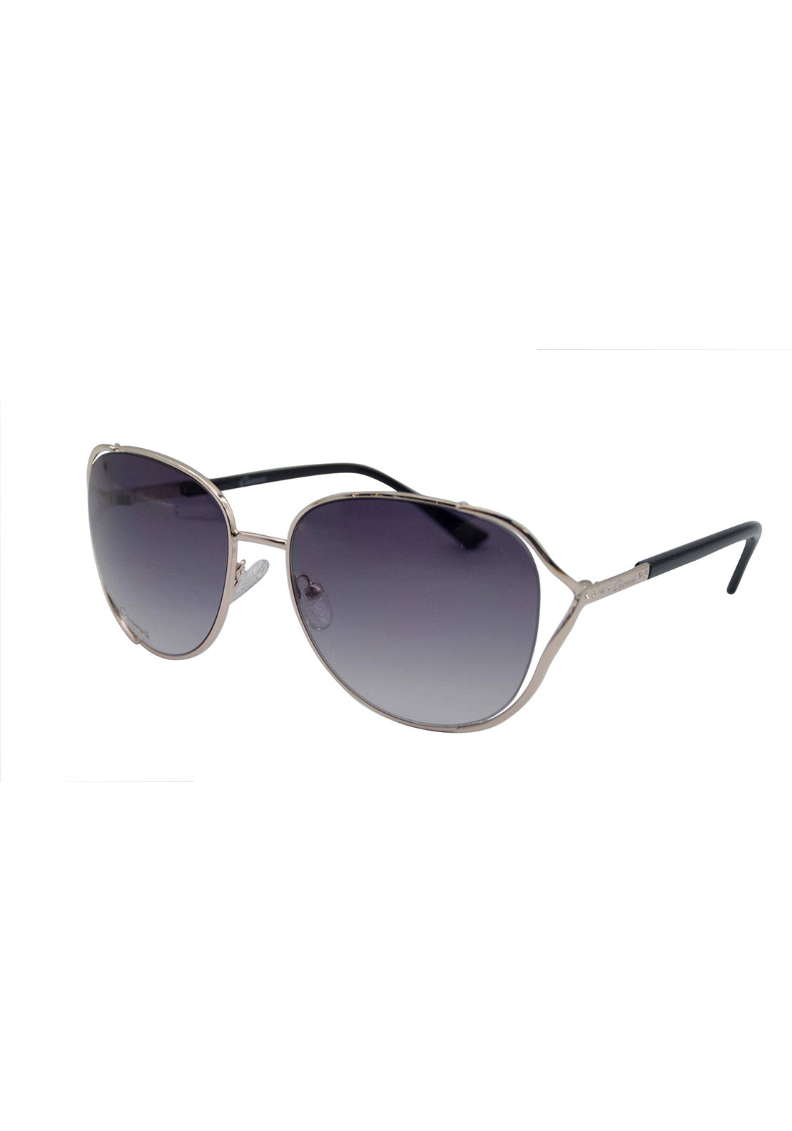 Gionni Semi Round Metal Frame Sunglasses With Subtle Diamante Temple &amp; Plastic Arms-Smoke 1 Shaws Department Stores