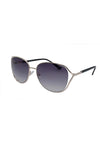 Semi Round Metal Frame Sunglasses With Subtle Diamante Temple & Plastic Arms-Smoke Gradient