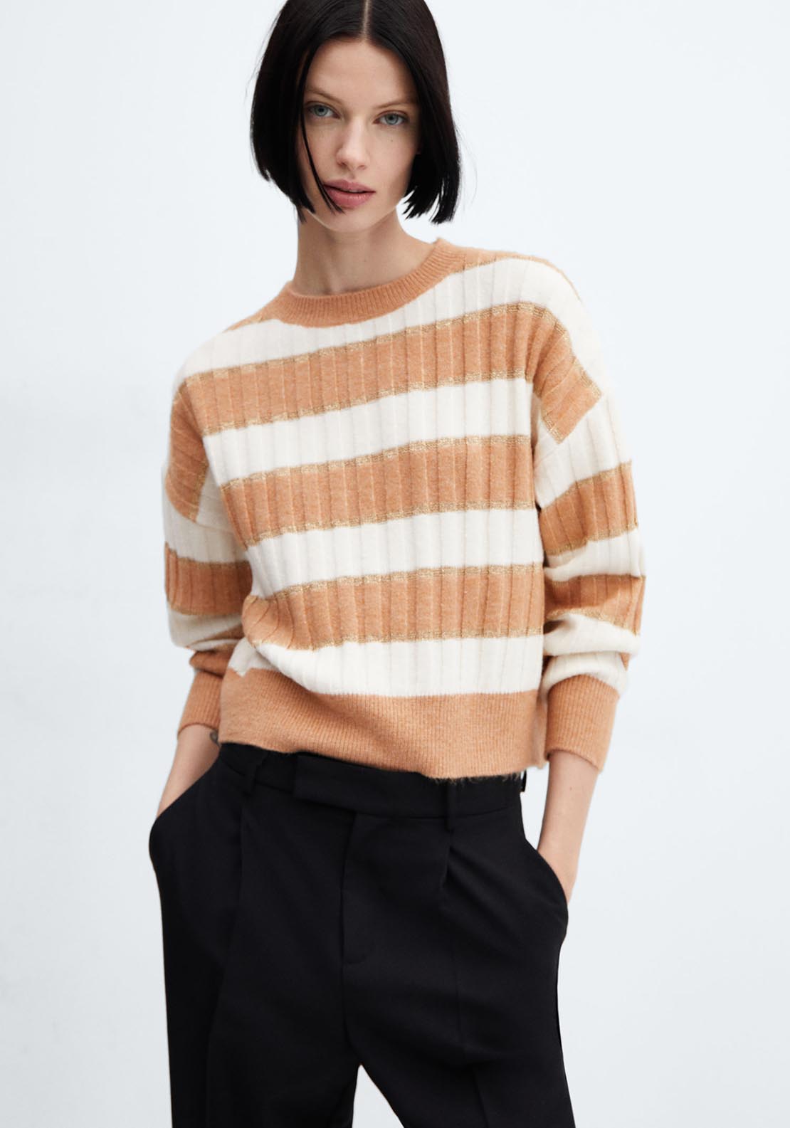 Mango Lurex details striped sweater 1 Shaws Department Stores