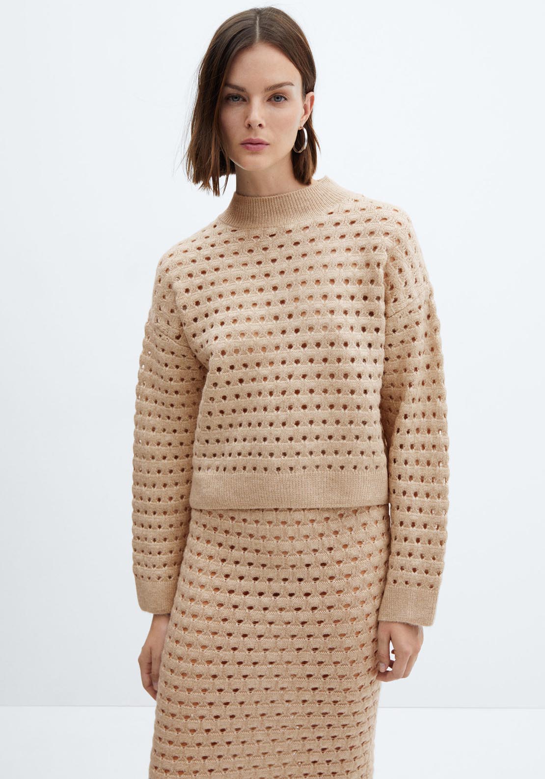 Mango Perkins neck knitted sweater 1 Shaws Department Stores