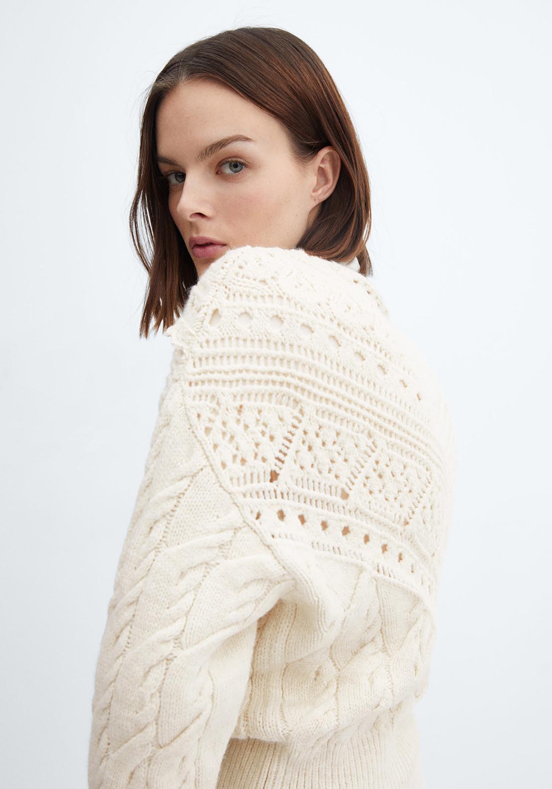Mango Knitted sweater with openwork details 6 Shaws Department Stores