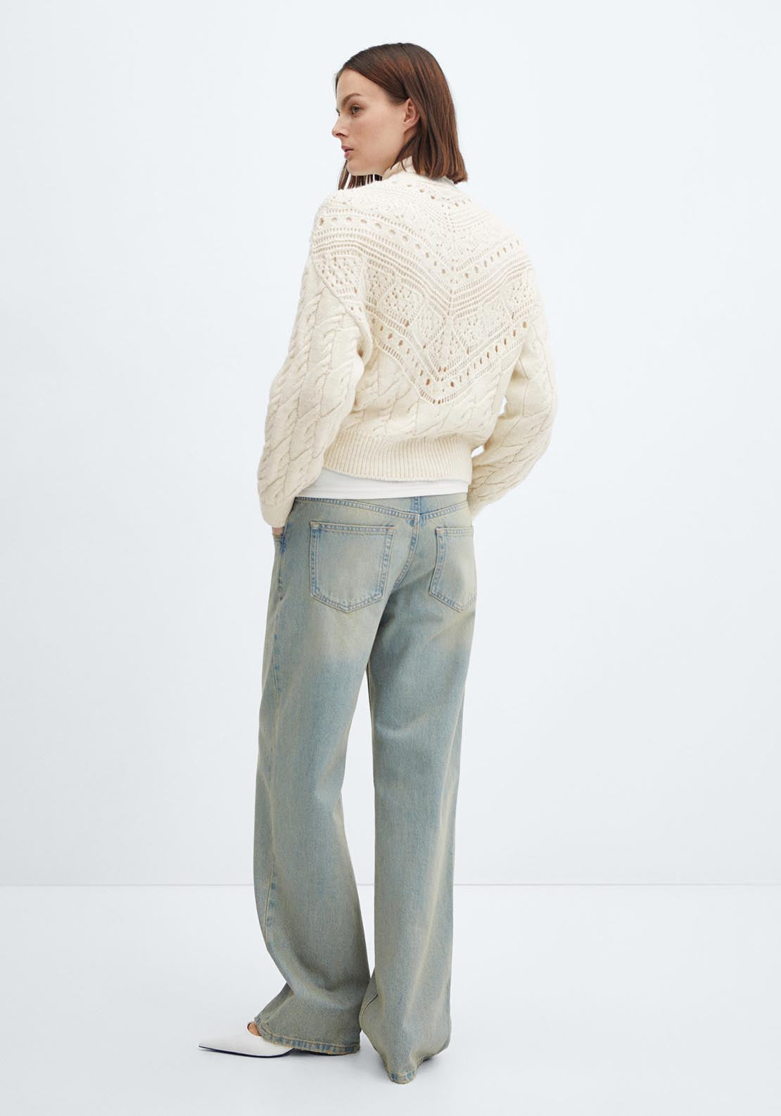 Mango Knitted sweater with openwork details 5 Shaws Department Stores
