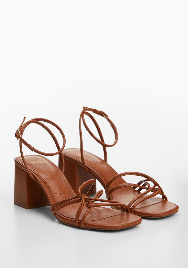 Other stories leather strappy 2025 heeled sandals in cognac