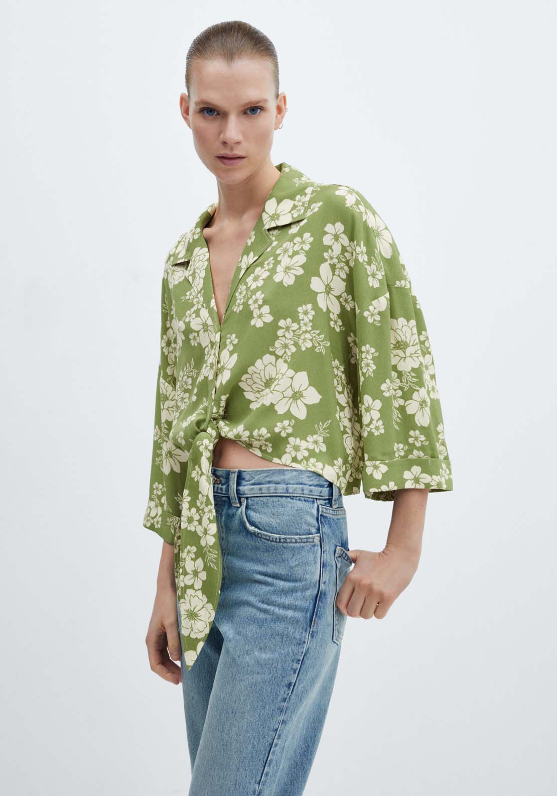 Mango Floral shirt with knot 1 Shaws Department Stores