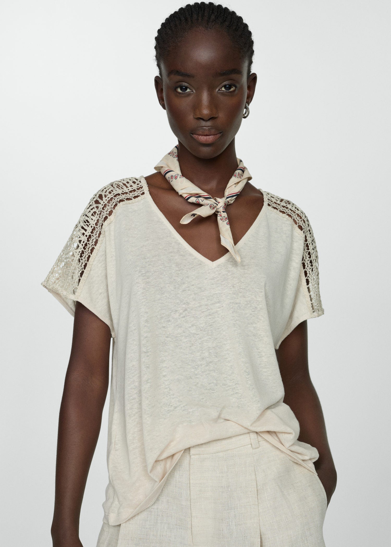 Mango Openwork details T-shirt 1 Shaws Department Stores