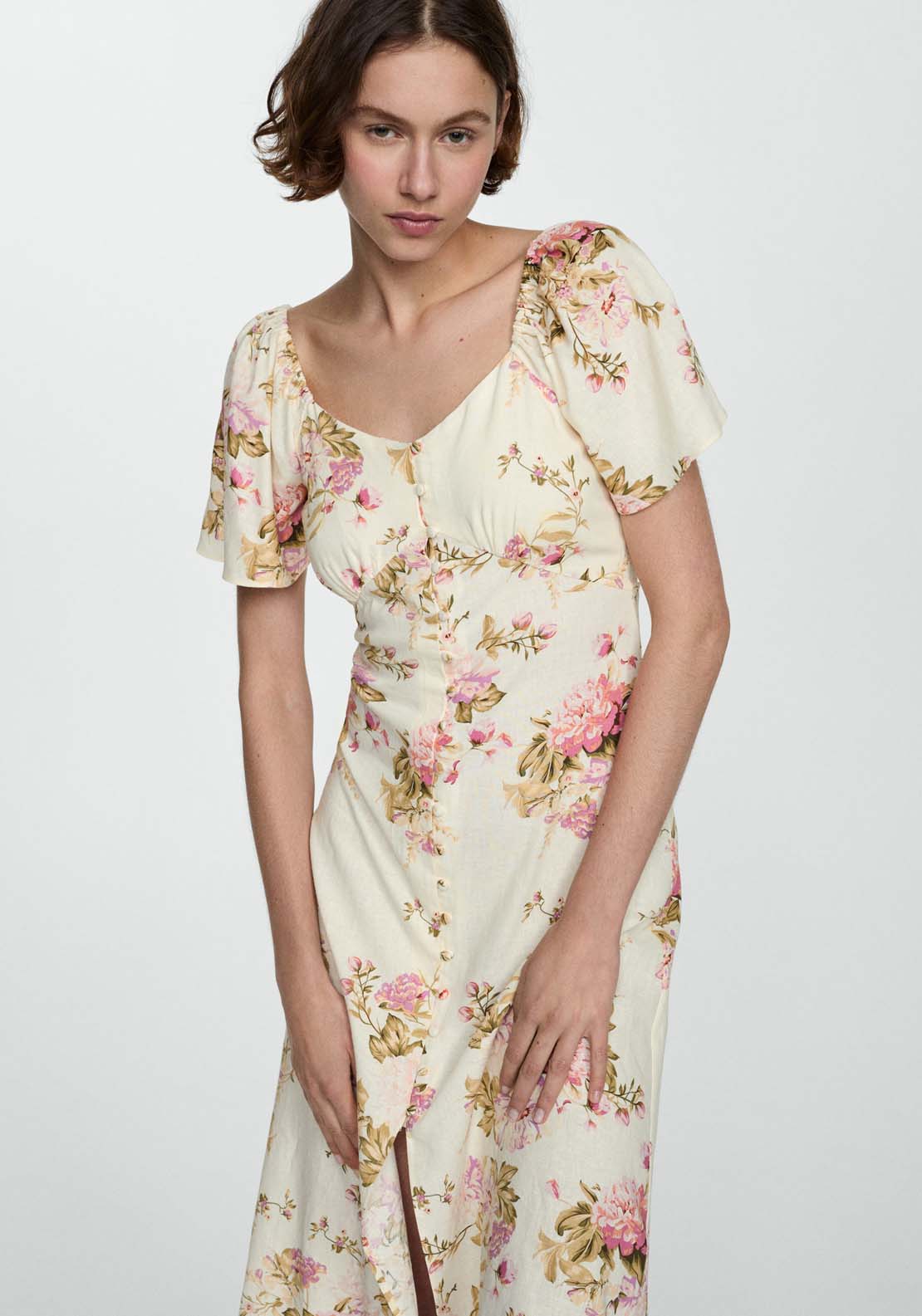 Mango Buttoned linen-blend dress 4 Shaws Department Stores