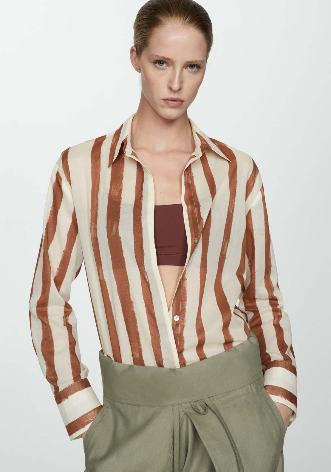 Mango 100% cotton striped shirt 2 Shaws Department Stores