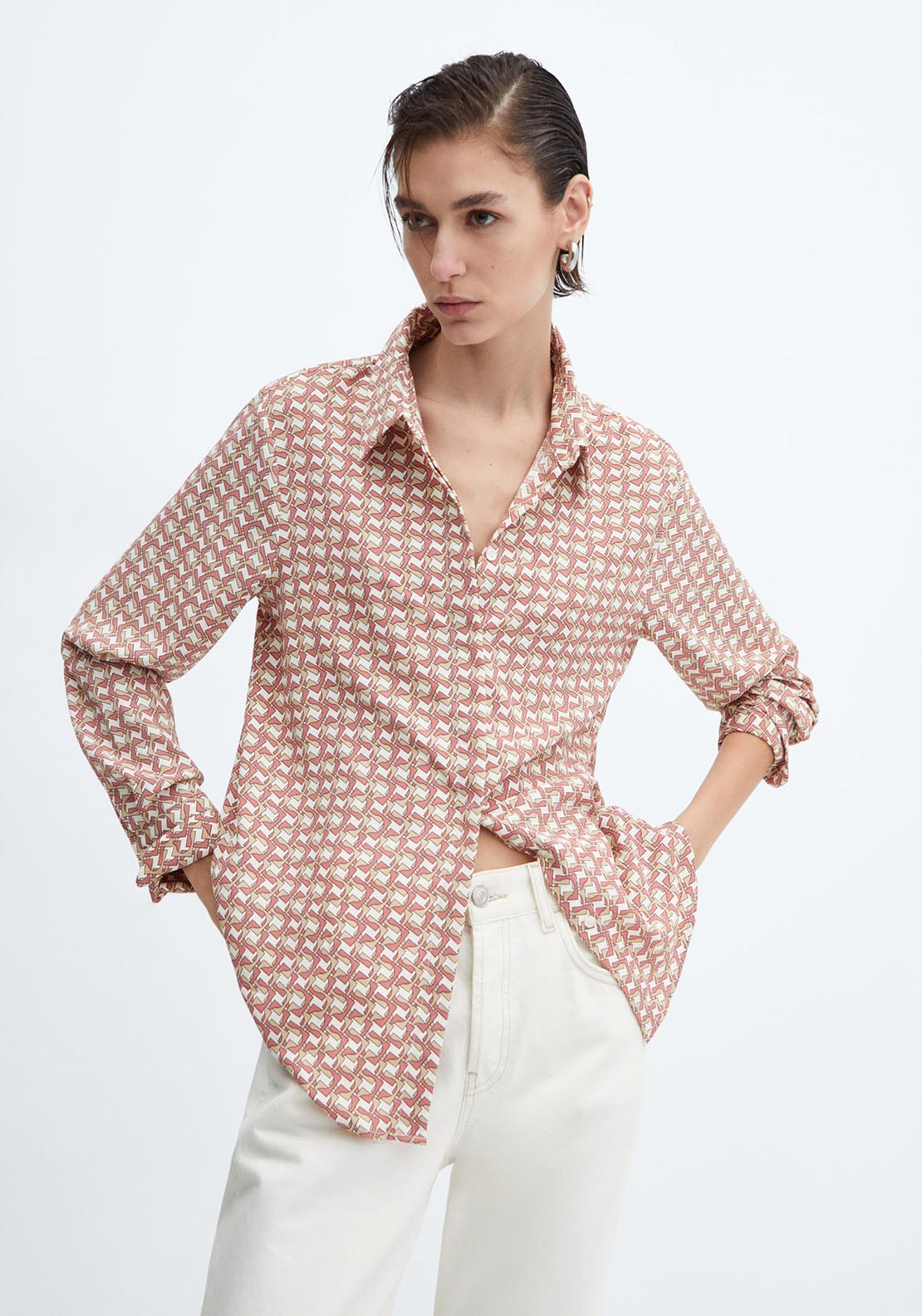 Mango Buttoned flowy shirt 2 Shaws Department Stores