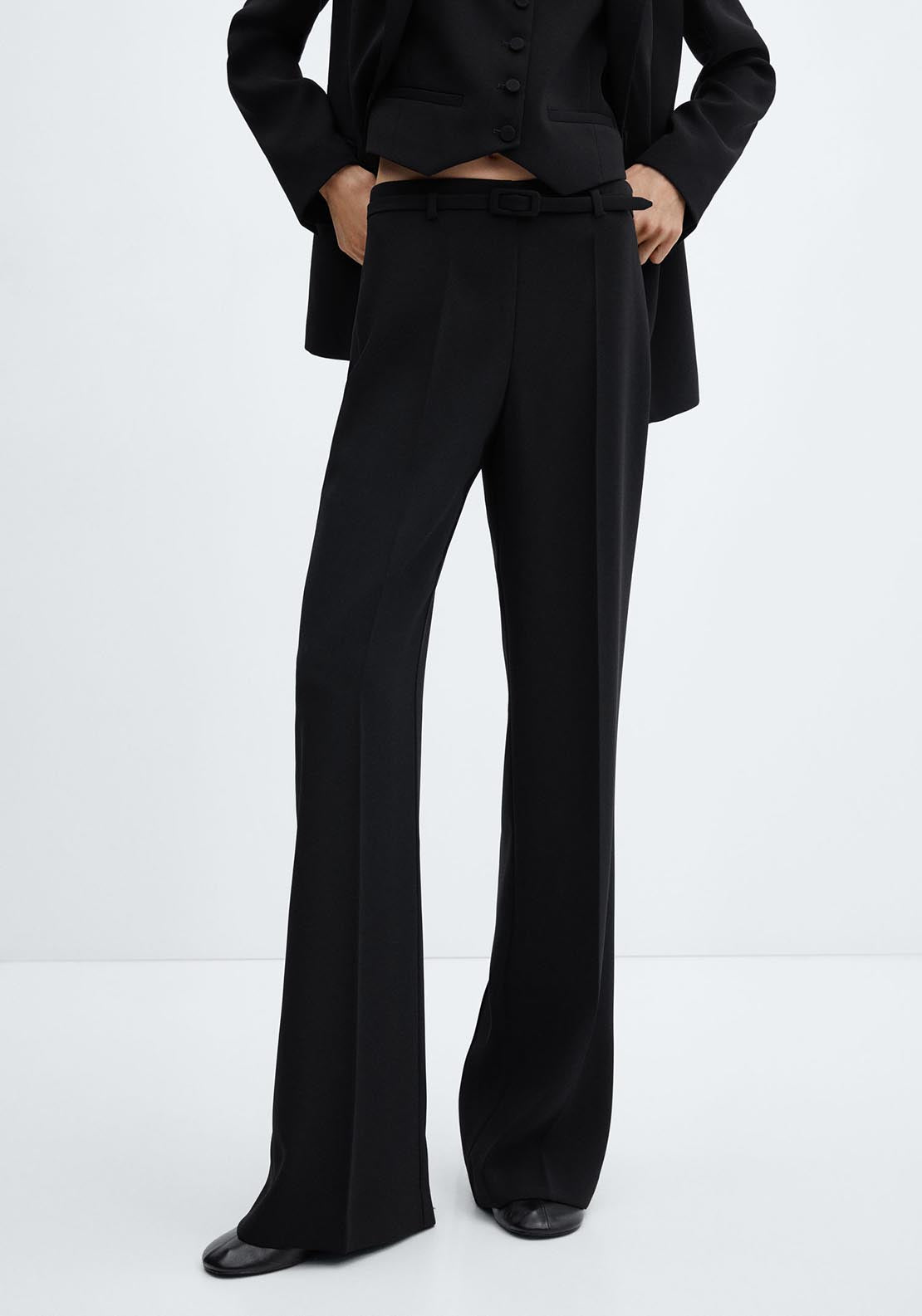 Mango Wideleg trousers with belt 1 Shaws Department Stores