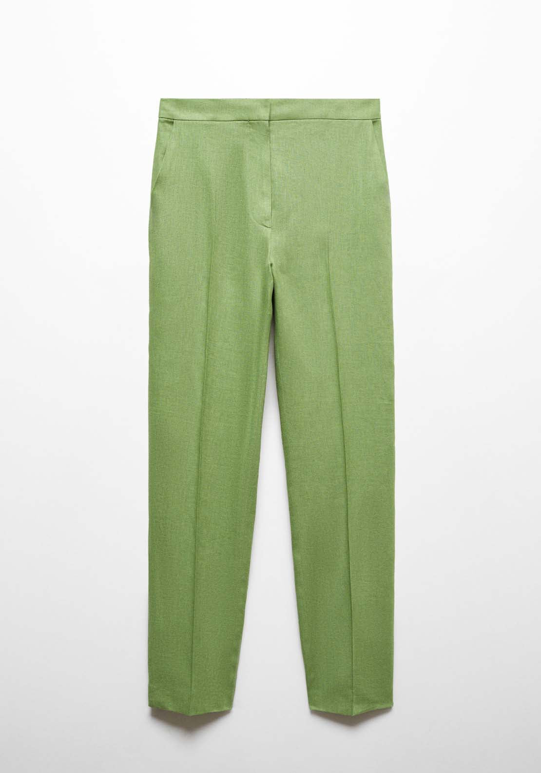 Mango 100% linen trousers - Green 6 Shaws Department Stores