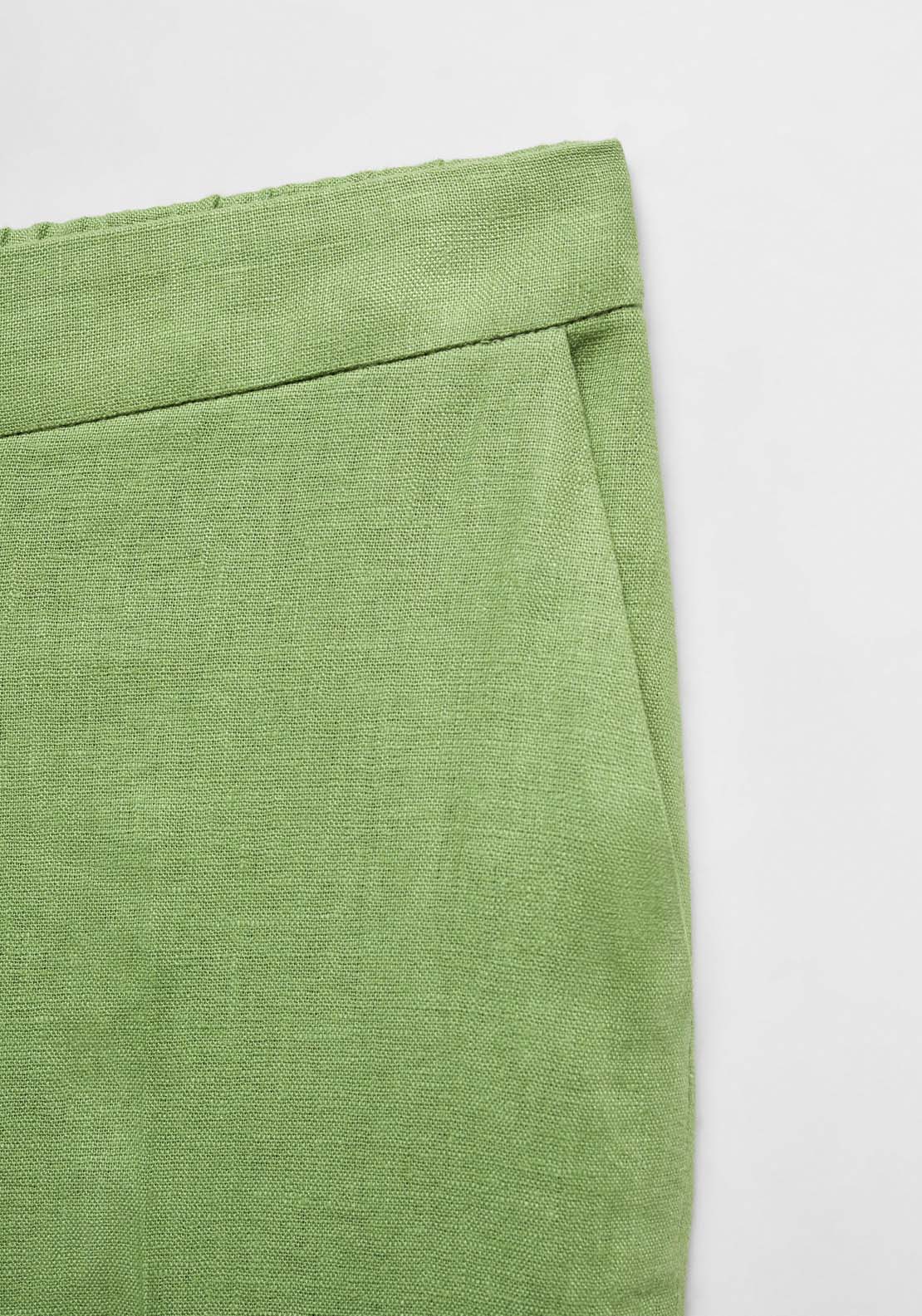 Mango 100% linen trousers - Green 5 Shaws Department Stores